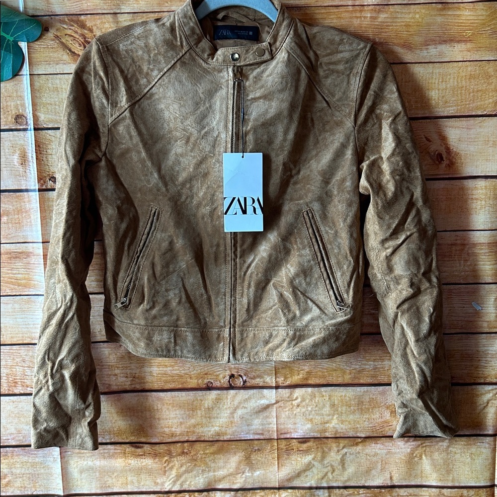 ZARA AUTHENTIC SUEDE MOTO JACKET SIZE SMALL